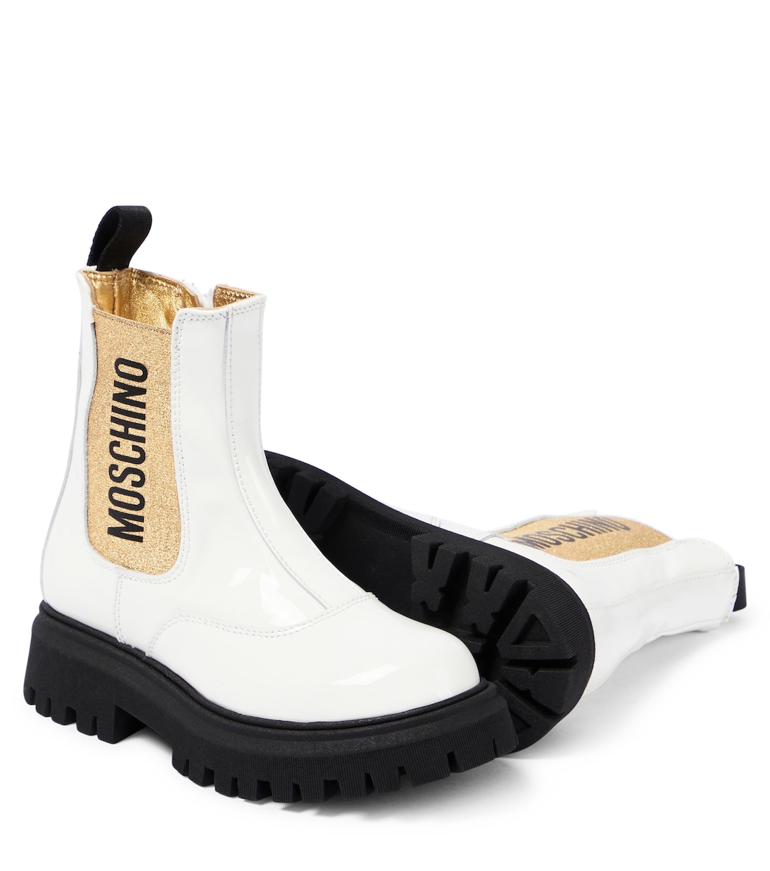 Logo patent leather boots | Moschino Kids