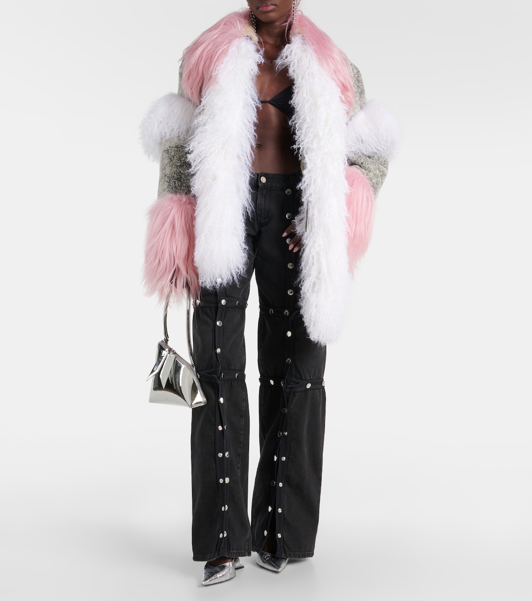 Shearling-trimmed leather jacket | The Attico