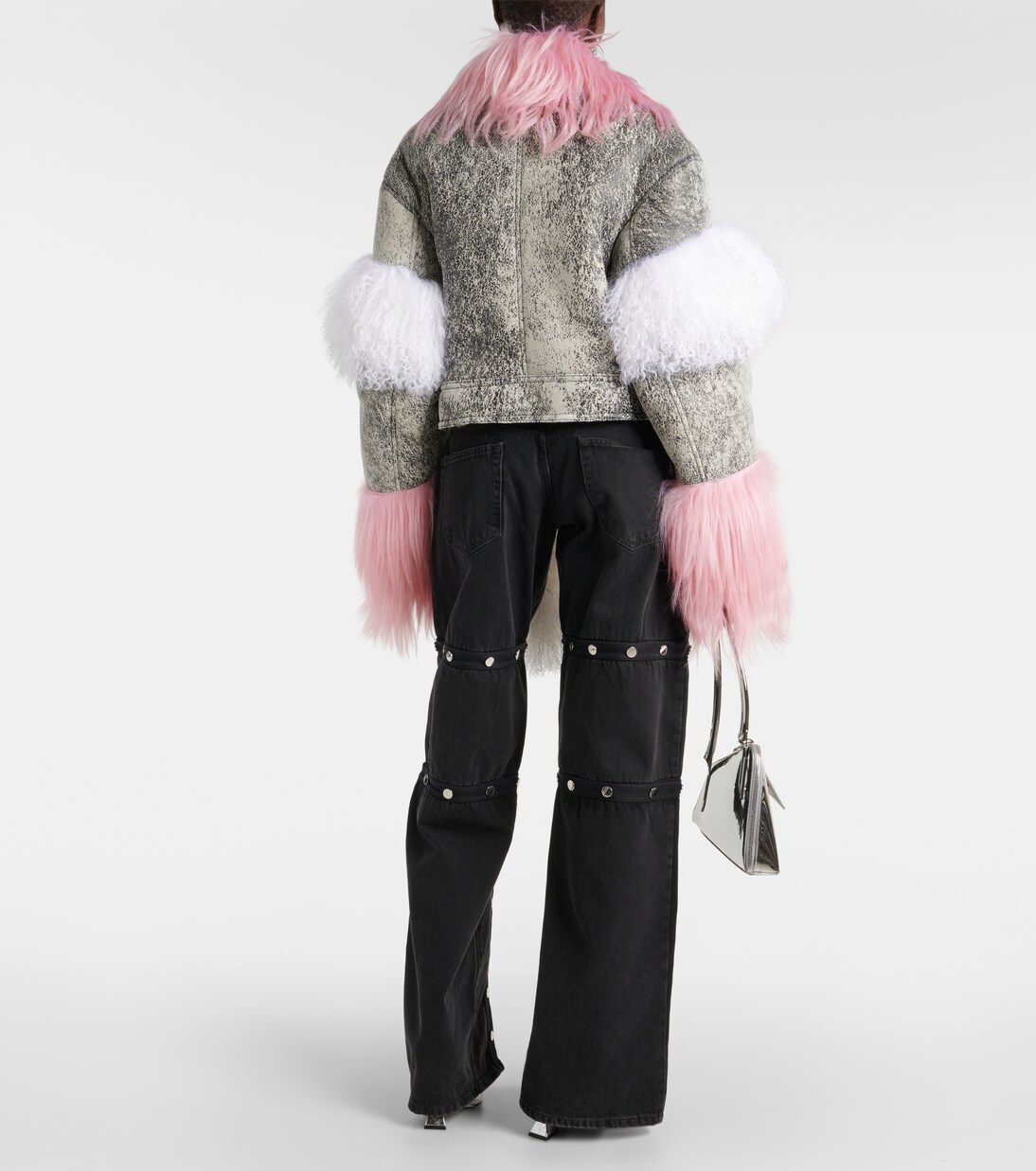 Shearling-trimmed leather jacket | The Attico