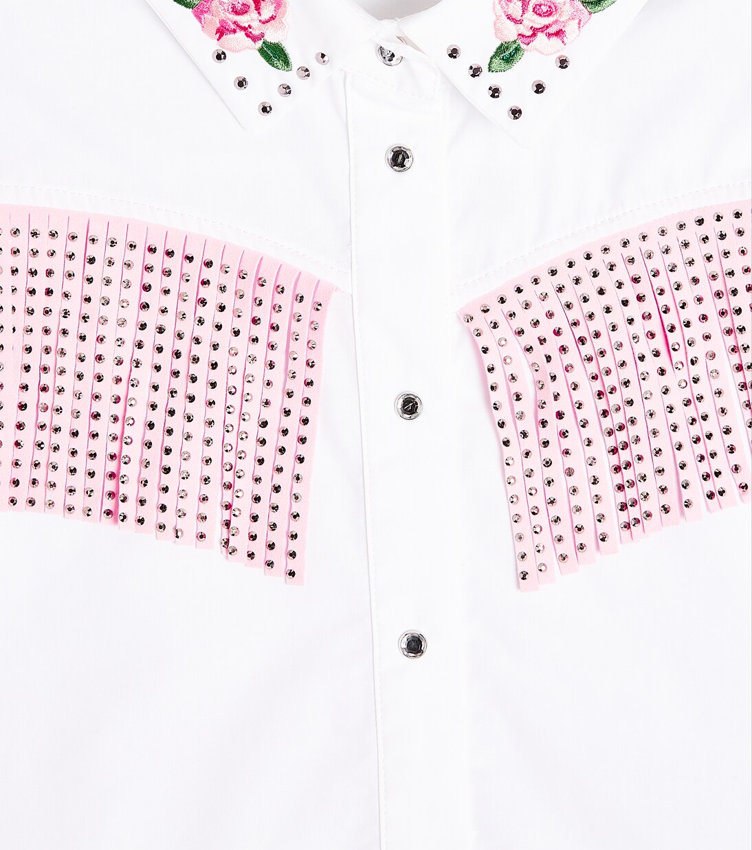 Embellished cotton poplin shirt | Monnalisa