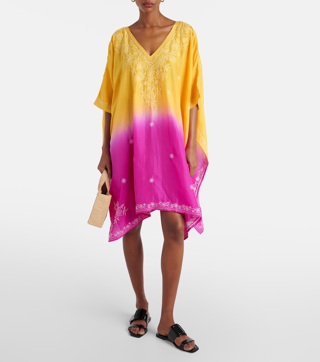 Embroidered ombré silk kaftan | Juliet Dunn