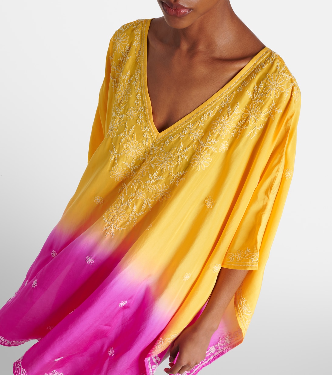 Embroidered ombré silk kaftan | Juliet Dunn