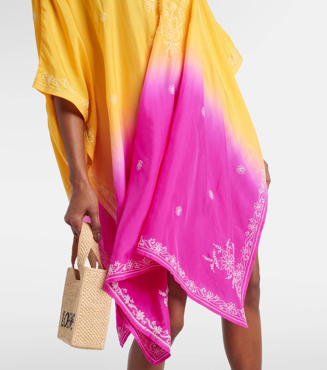 Embroidered ombré silk kaftan | Juliet Dunn
