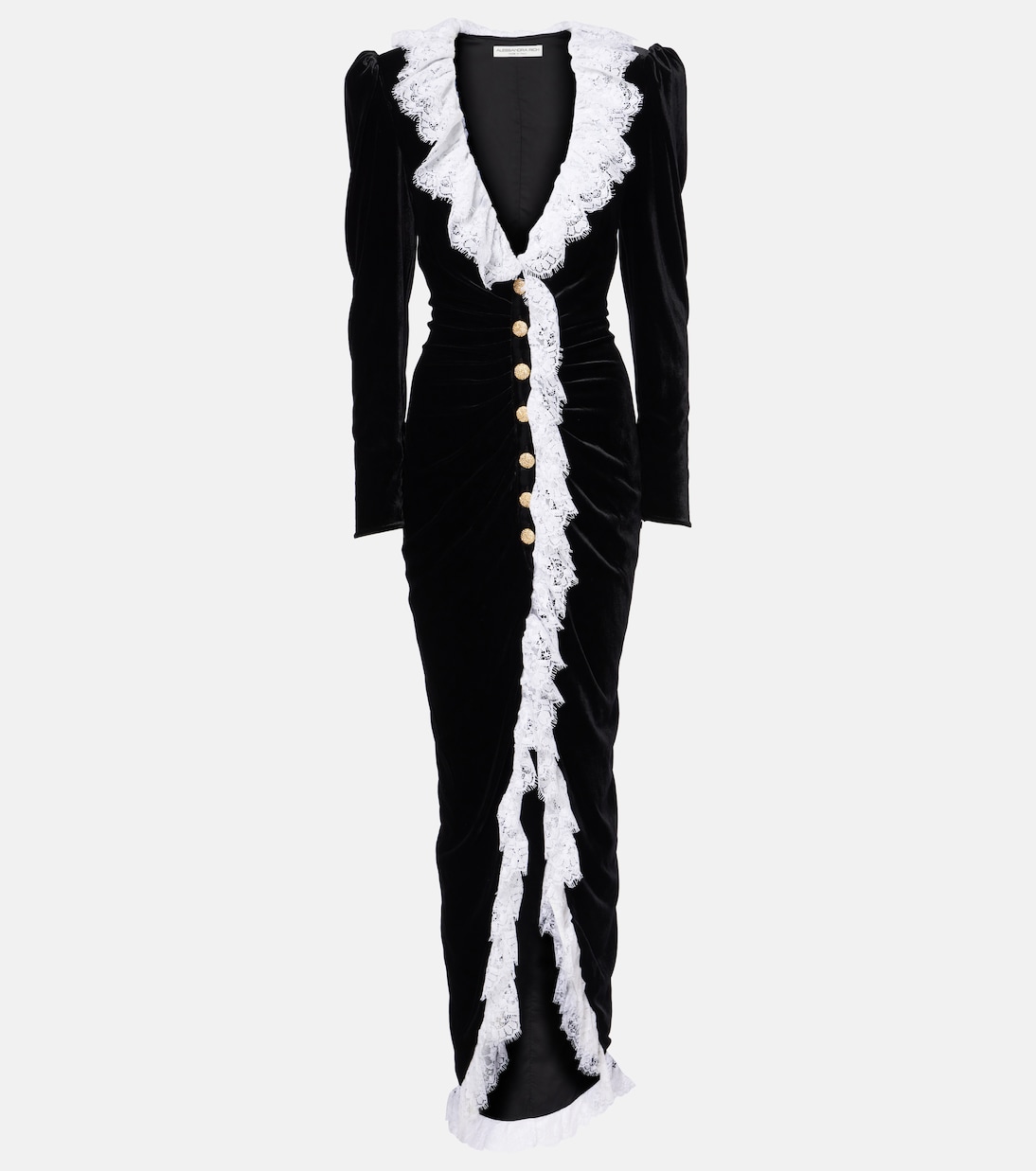 Lace-trimmed velvet maxi dress | Alessandra Rich