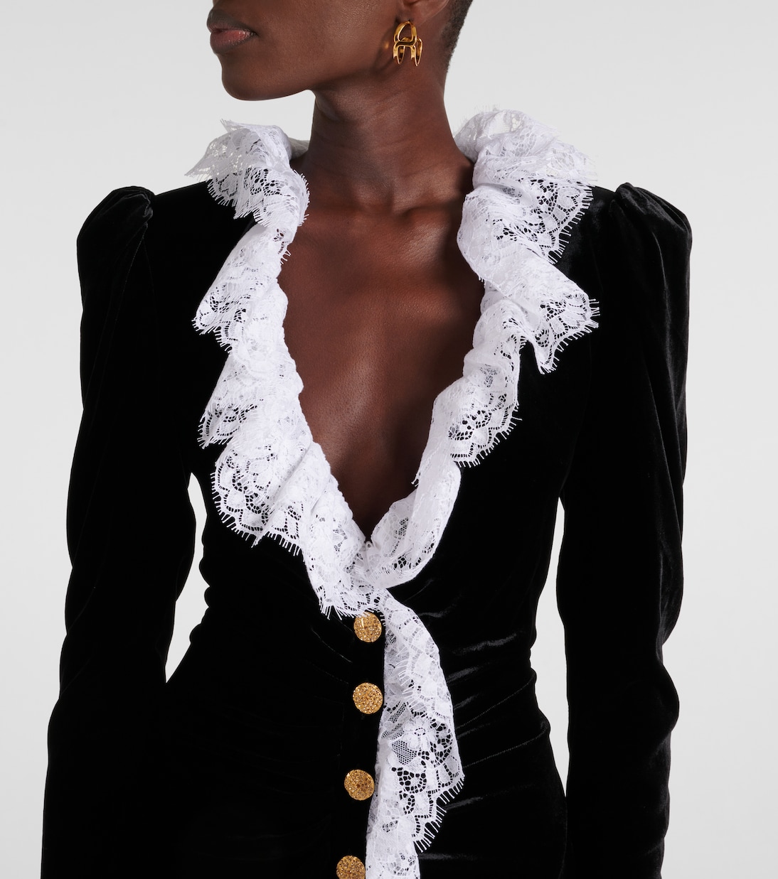 Lace-trimmed velvet maxi dress | Alessandra Rich