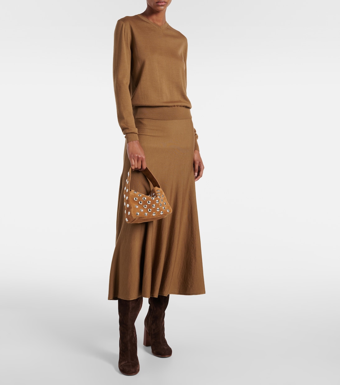 Schultertasche Elena Small aus Veloursleder | Khaite