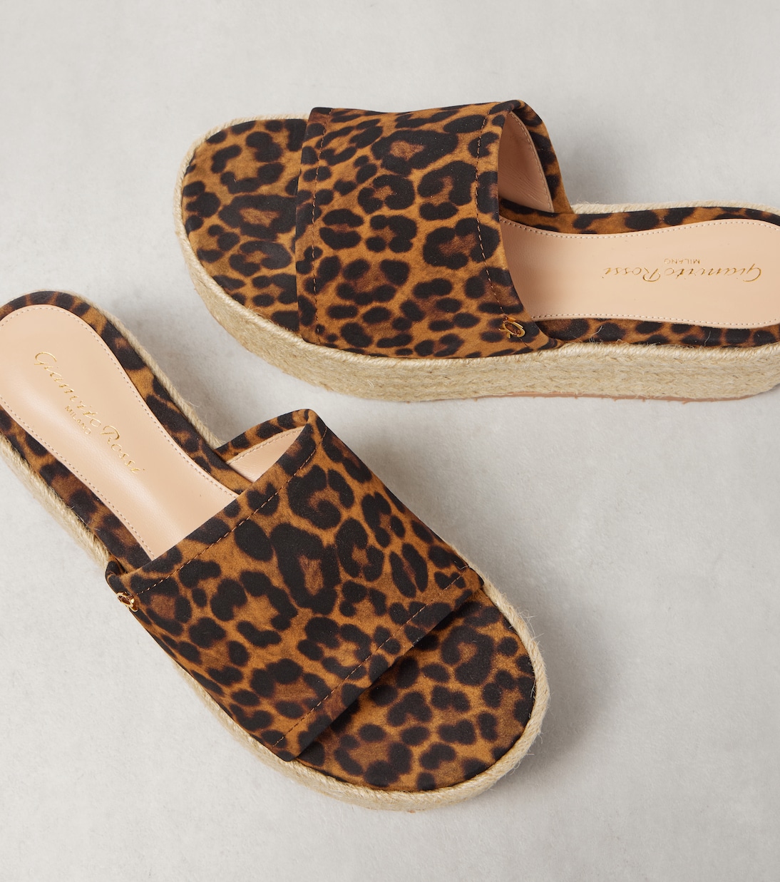 Leopard-print suede espadrille slides | Gianvito Rossi