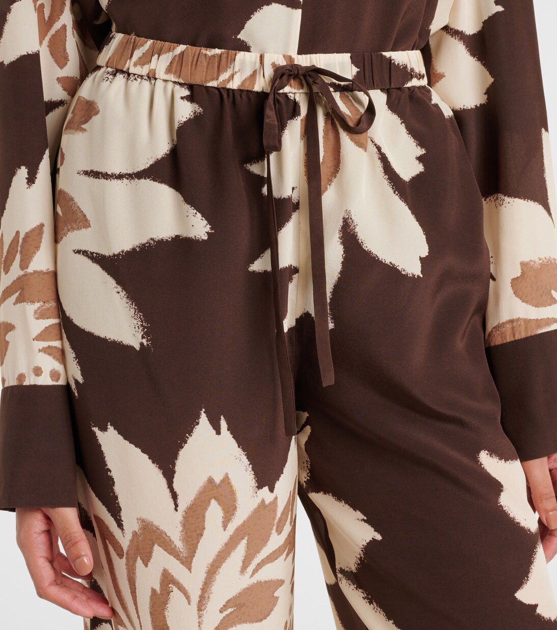 Pantalon ample en satin de soie à fleurs | SIR