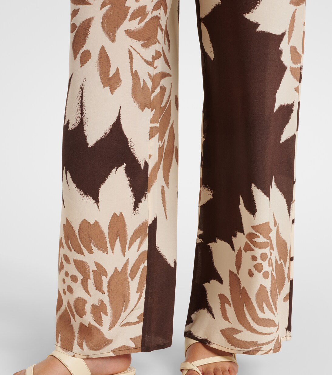 Pantalon ample en satin de soie à fleurs | SIR