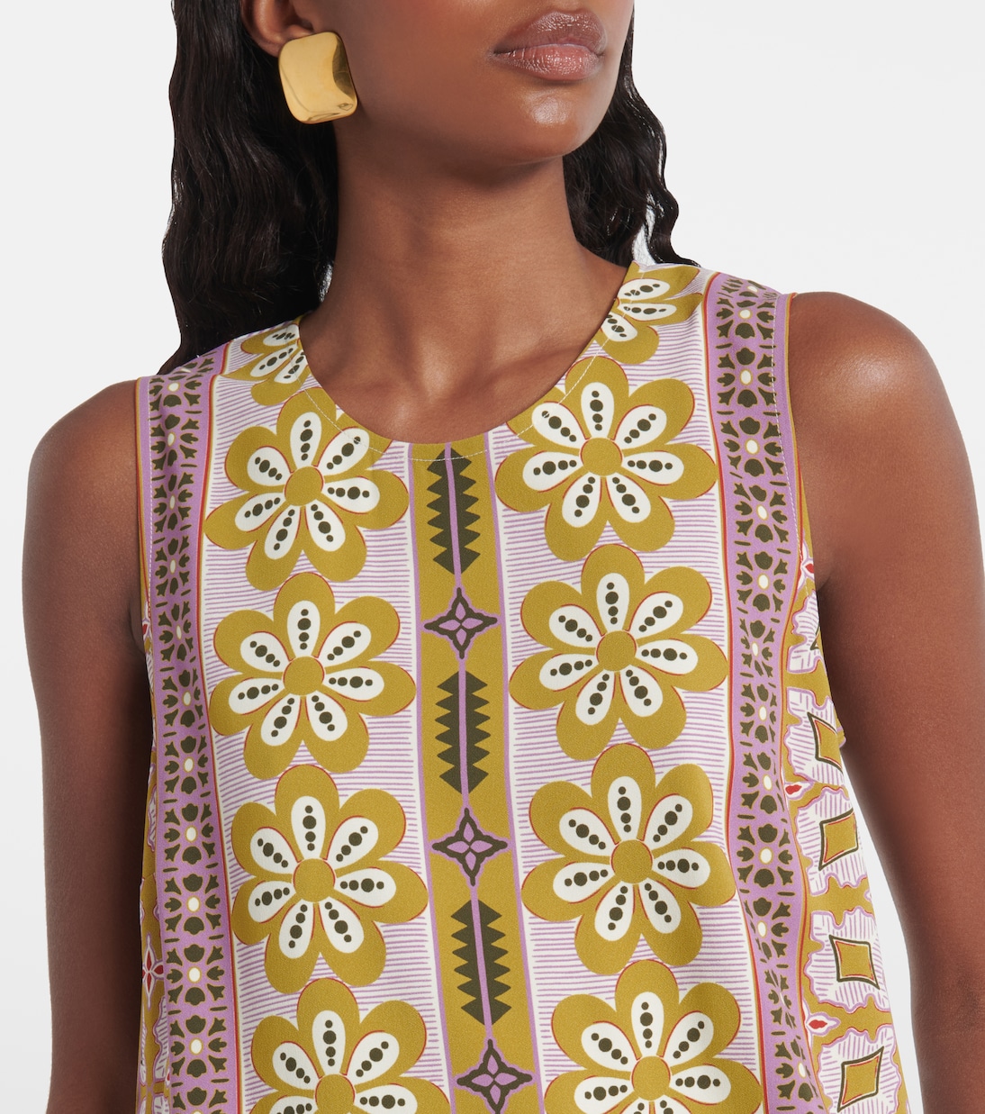 Stretch Tunic printed satin minidress | La DoubleJ