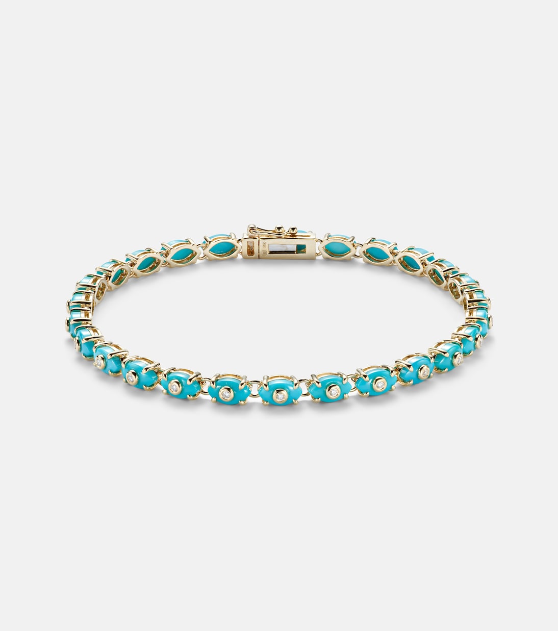 Eternity 14kt gold bracelet with turquoise and diamonds | Sydney Evan