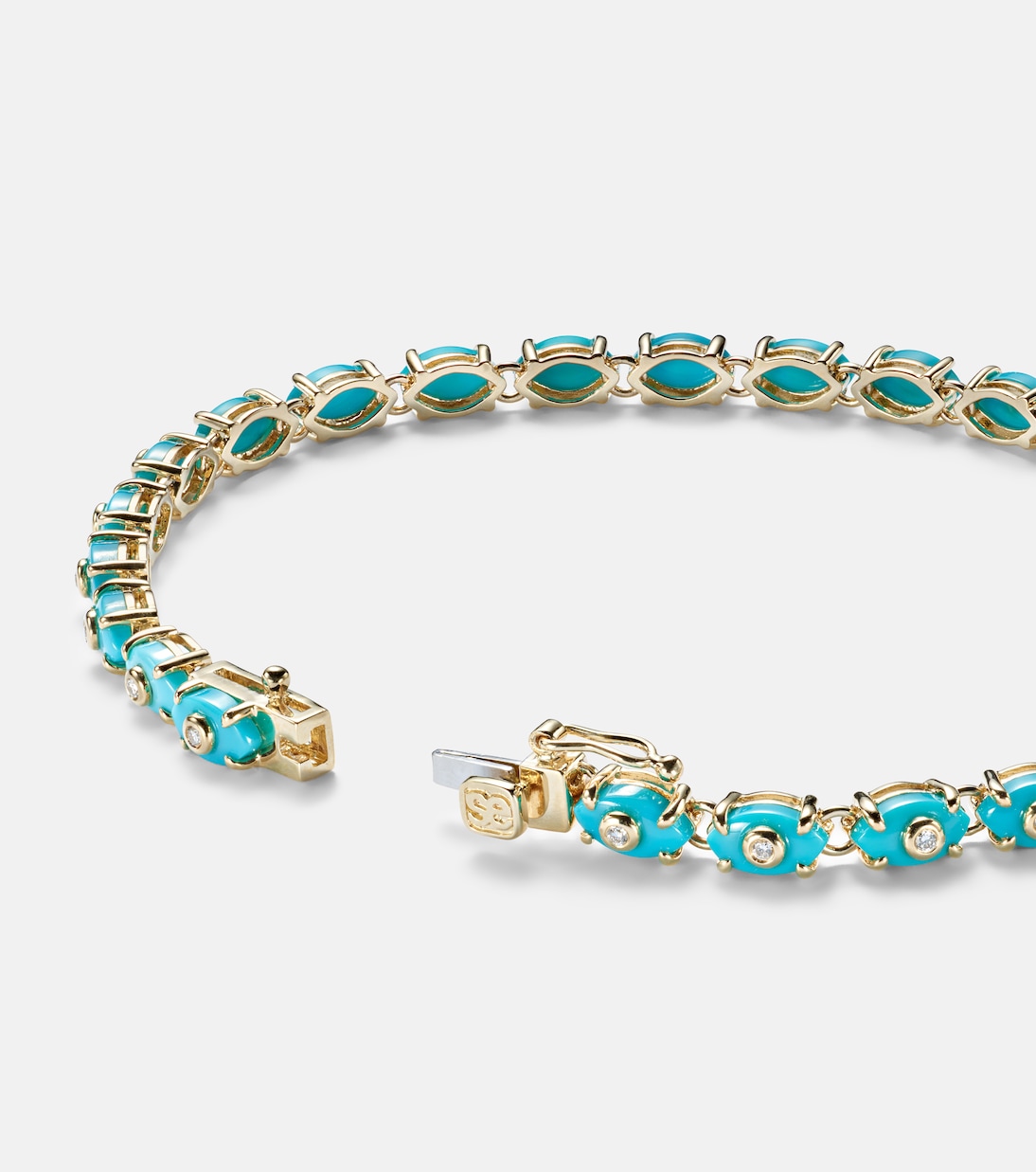 Eternity 14kt gold bracelet with turquoise and diamonds | Sydney Evan