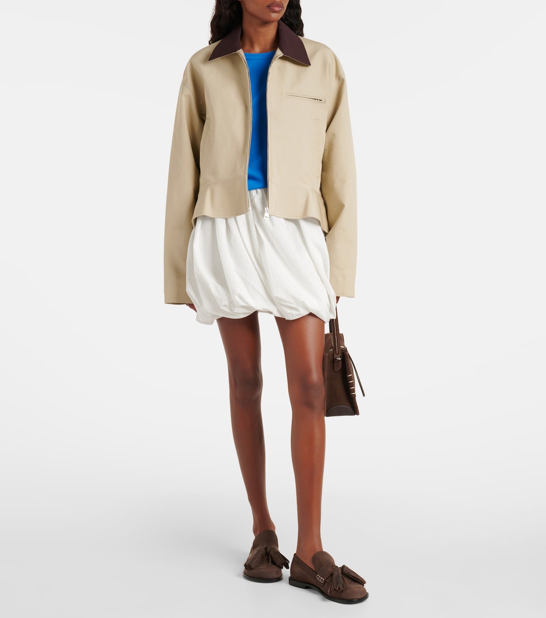 Gathered pinstripe balloon miniskirt | JW Anderson