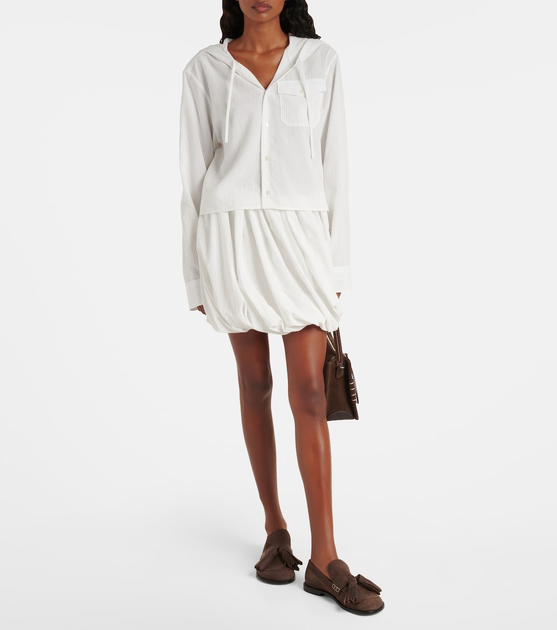 Gathered pinstripe balloon miniskirt | JW Anderson