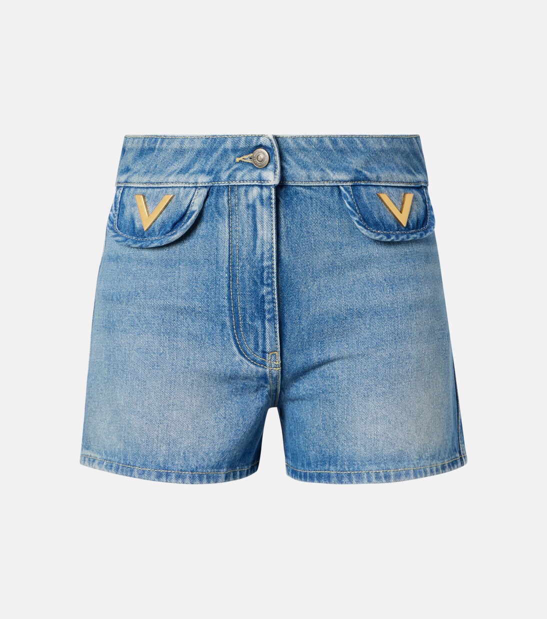 VGold mid-rise denim shorts | Valentino