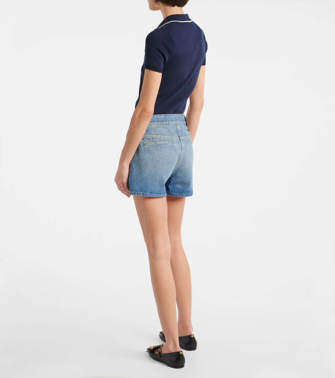VGold mid-rise denim shorts | Valentino