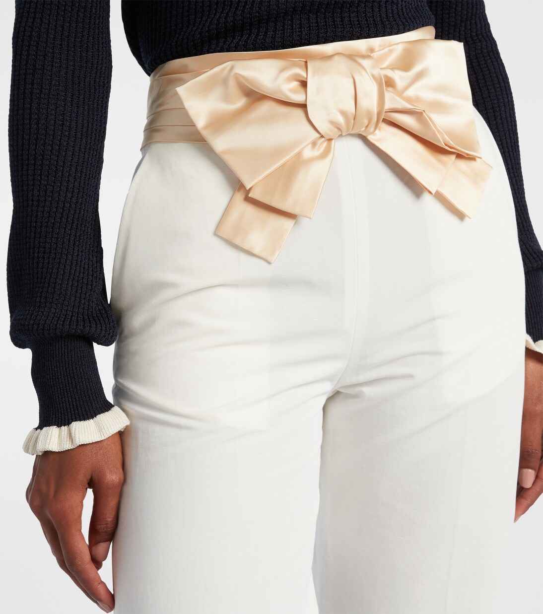 Pantalones rectos de algodón y lino | Valentino