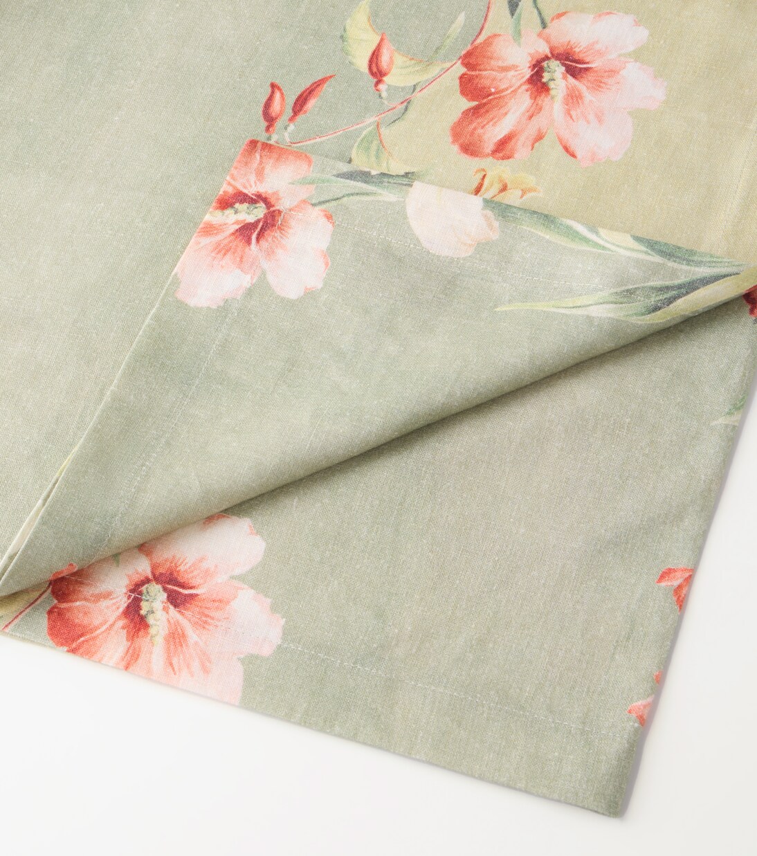 Ibiscus floral striped linen tablecloth | Cabana
