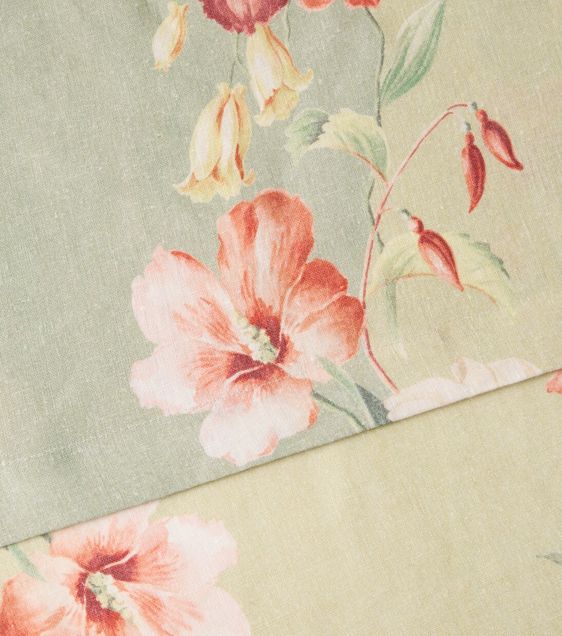 Ibiscus floral striped linen tablecloth | Cabana