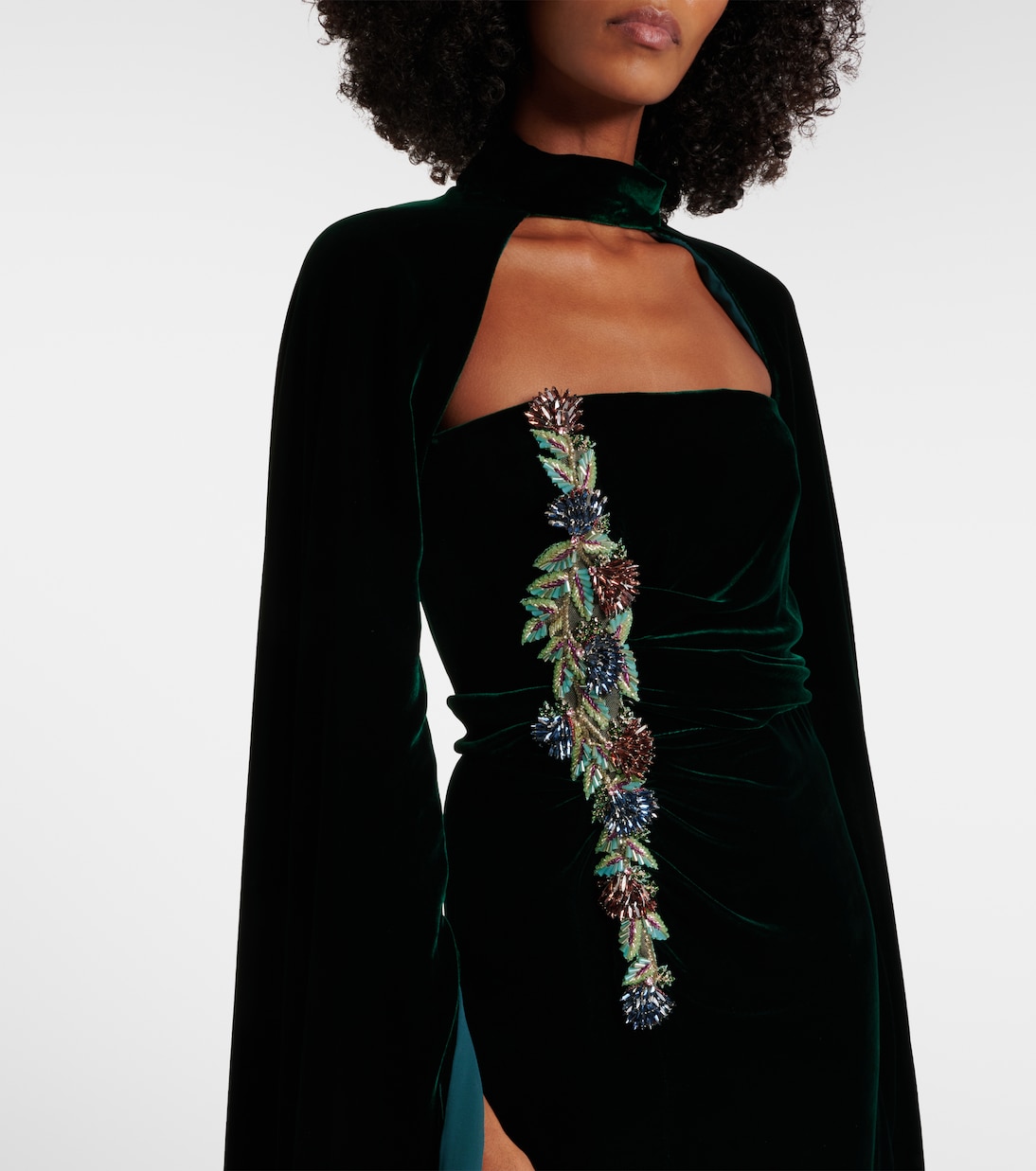 Verzierte Robe Brisha aus Samt | Costarellos