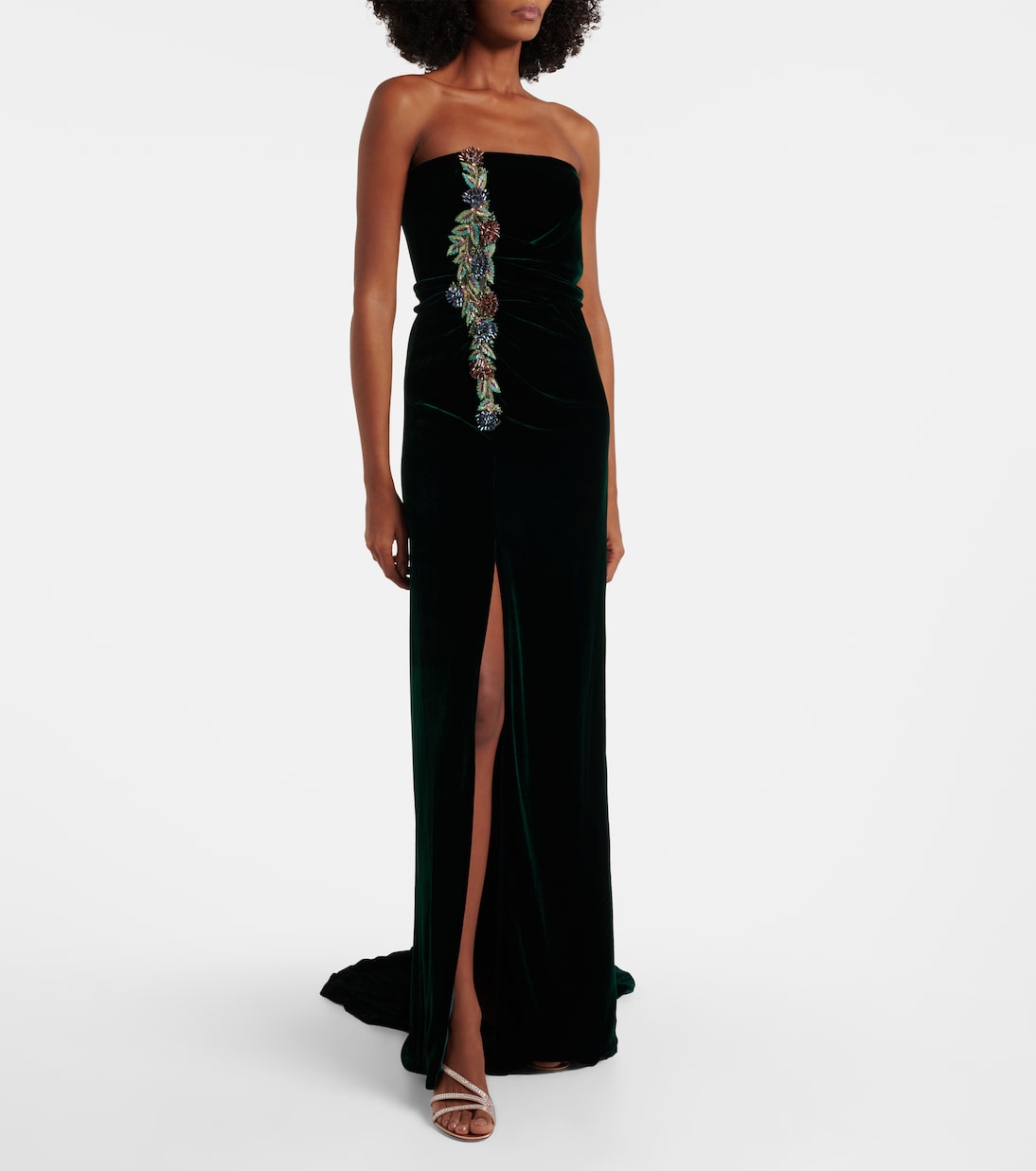 Verzierte Robe Brisha aus Samt | Costarellos