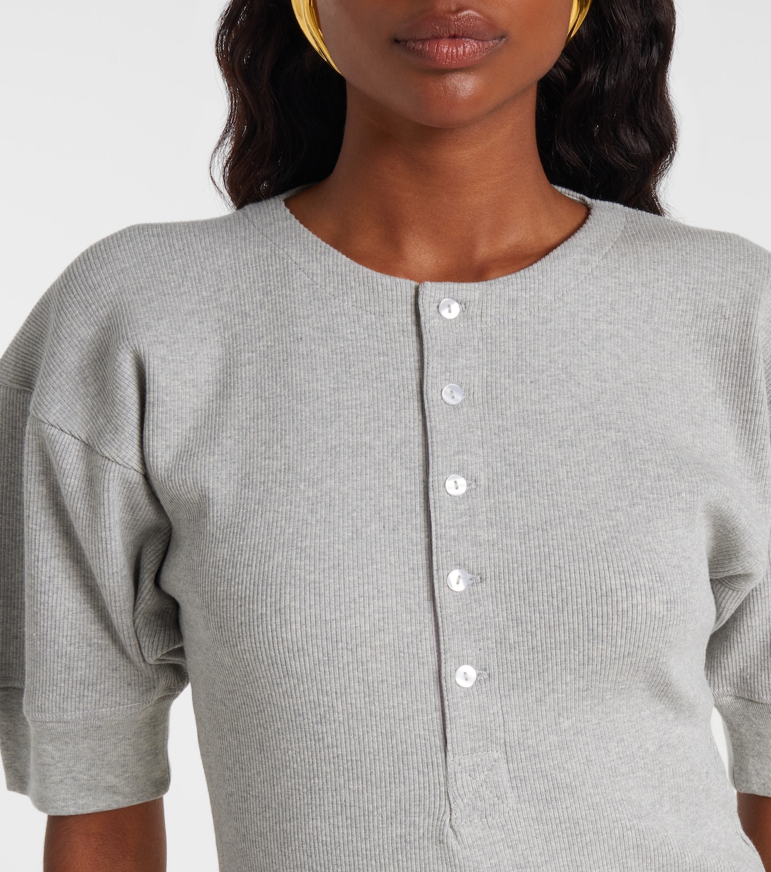 Camiseta Henley en mezcla de algodón | Victoria Beckham