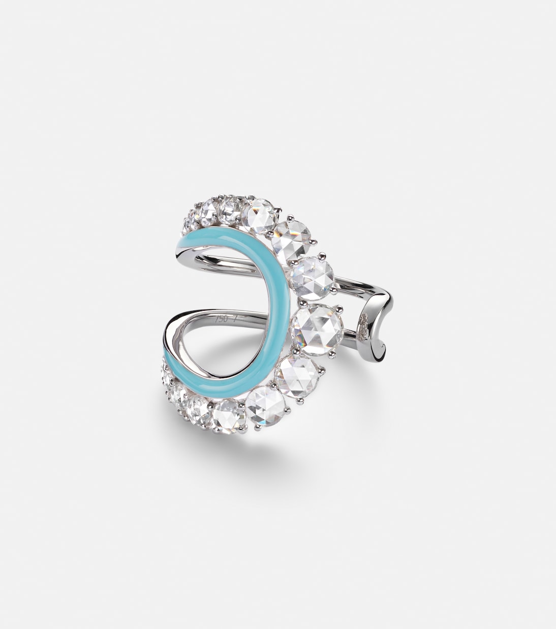Bague Moonlight en or blanc 18 ct, diamants et émail | Kamyen
