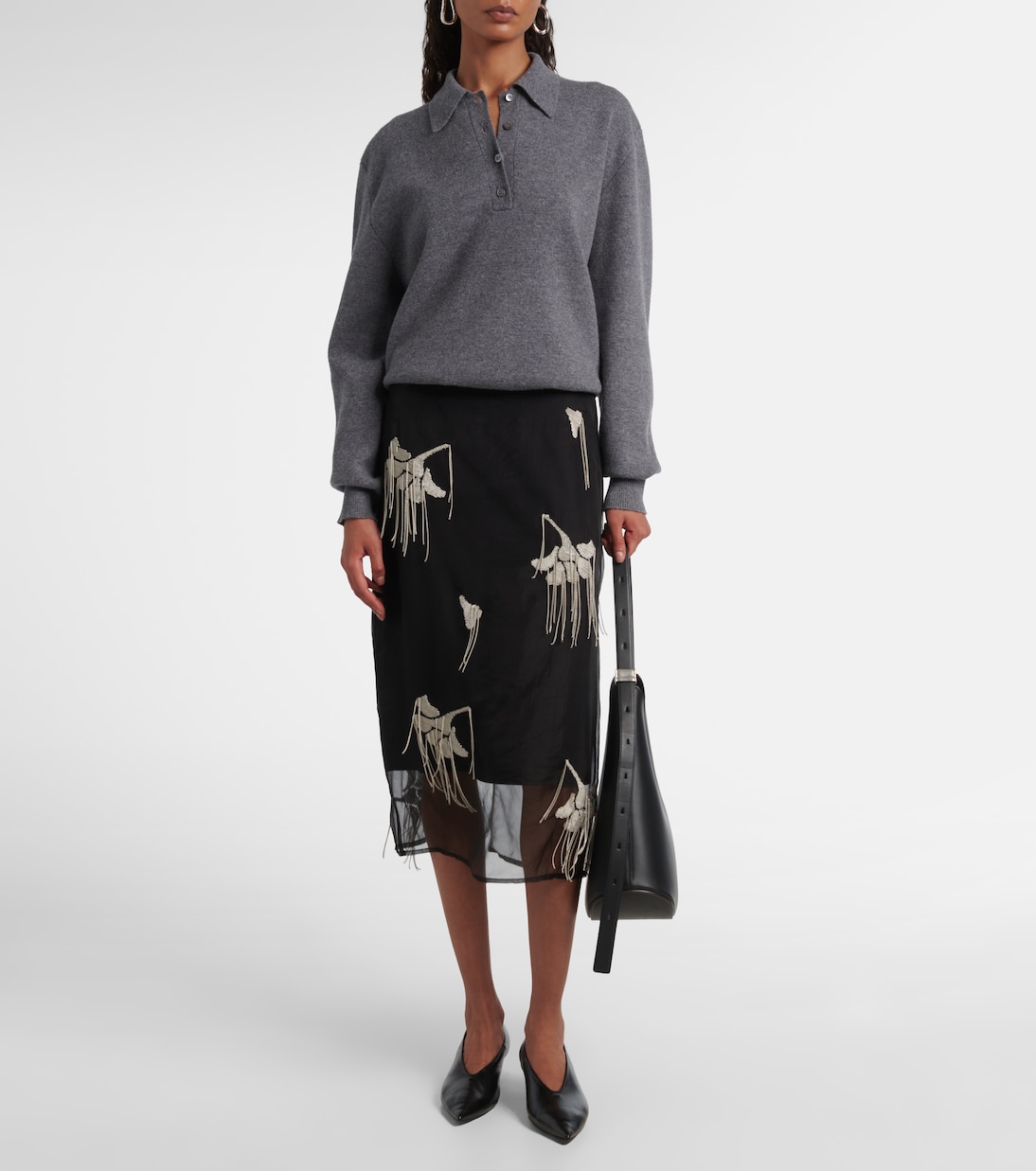 Embellished silk midi skirt | Róhe