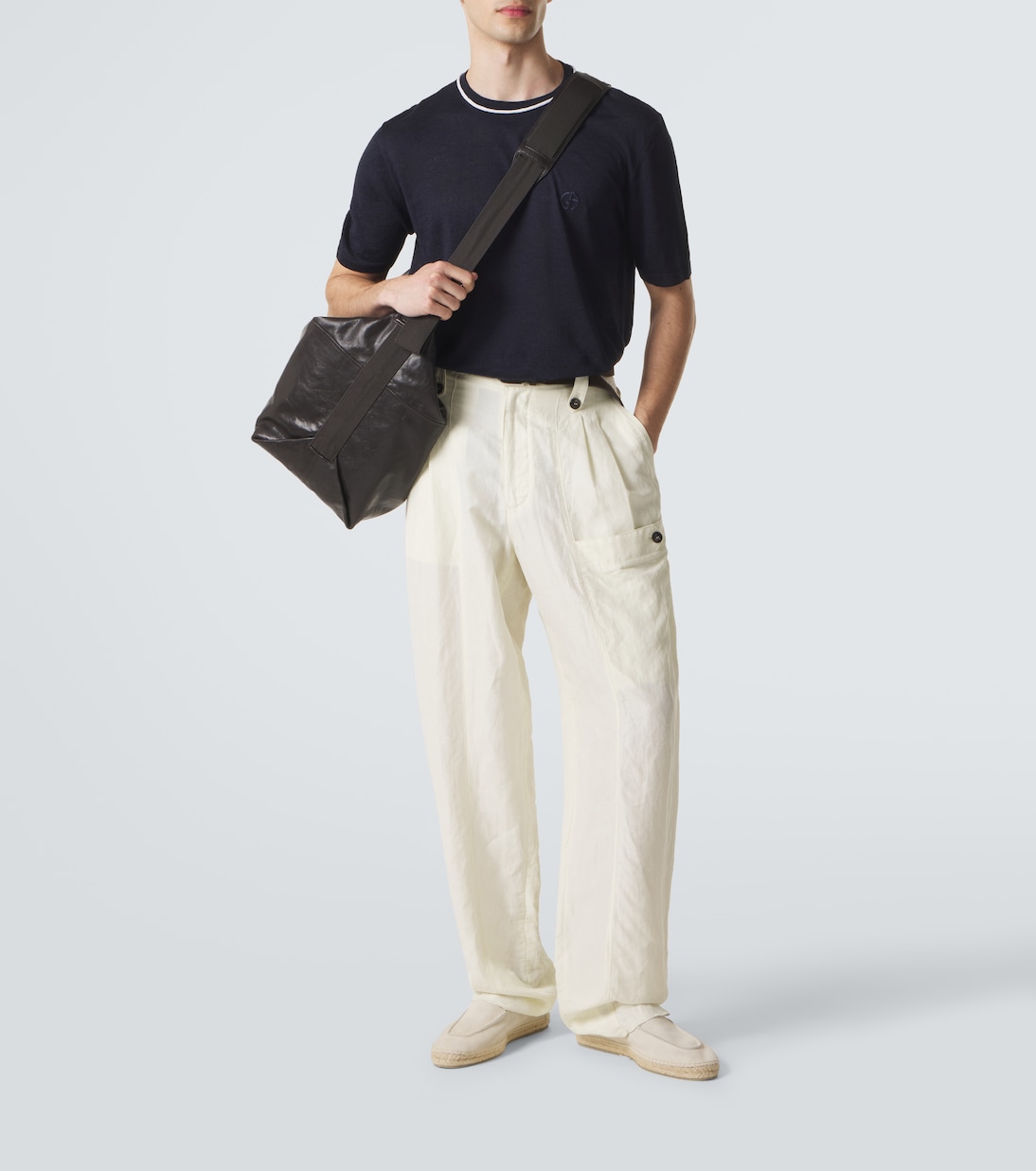 Camiseta de lino y seda con logo | Giorgio Armani