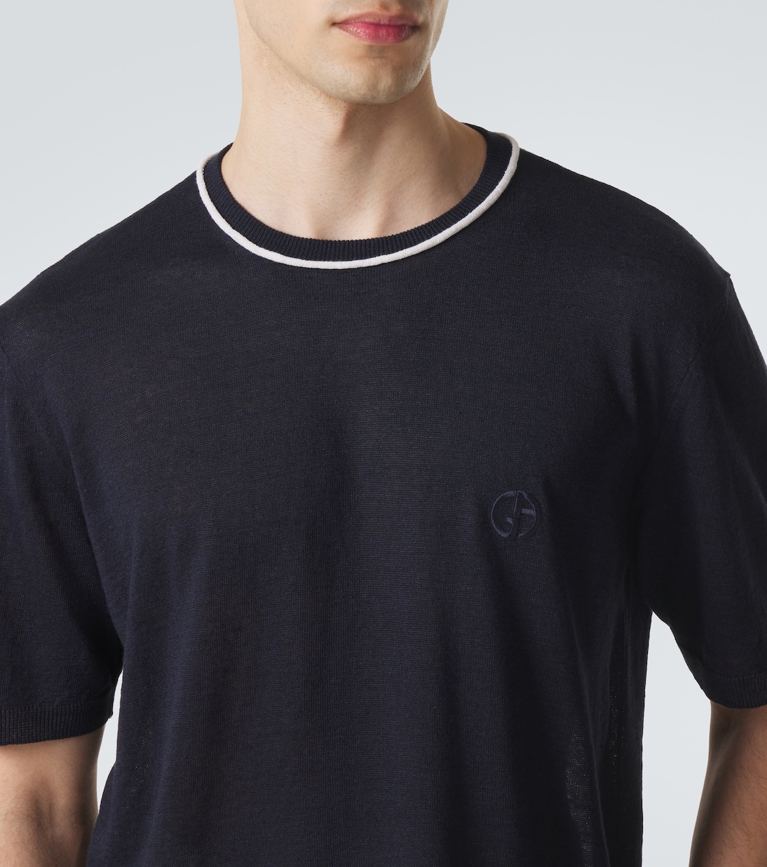 Camiseta de lino y seda con logo | Giorgio Armani
