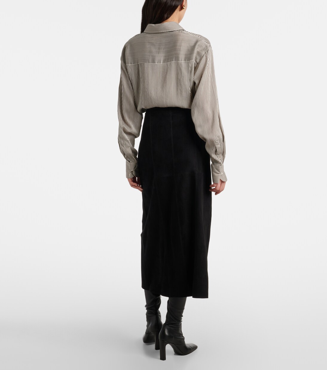 Edwina high-rise suede midi skirt | Rixo