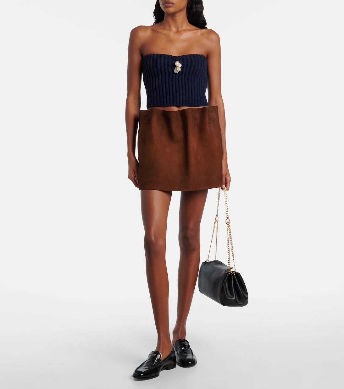 Embellished wool and cashmere crop top | Prada