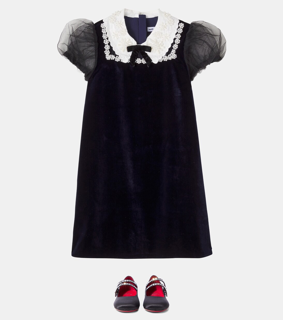 Robe à ornements en velours et tulle | Self-Portrait Kids