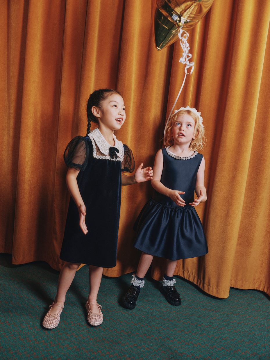 Robe à ornements en velours et tulle | Self-Portrait Kids