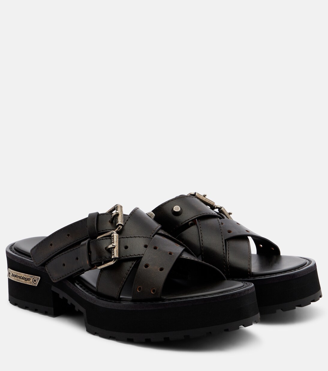 Mules Venom in pelle con plateau | Balenciaga