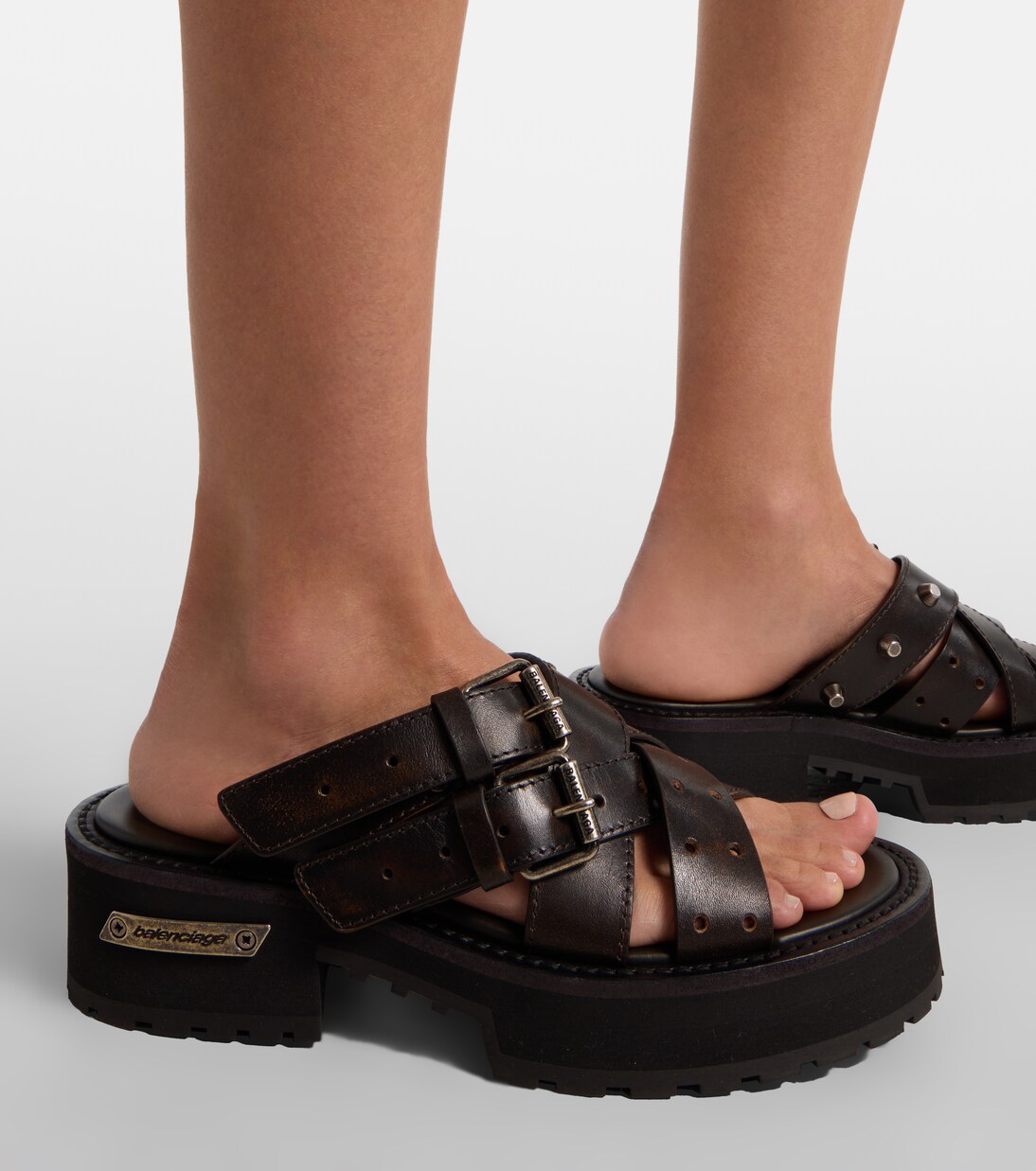 Mules Venom in pelle con plateau | Balenciaga