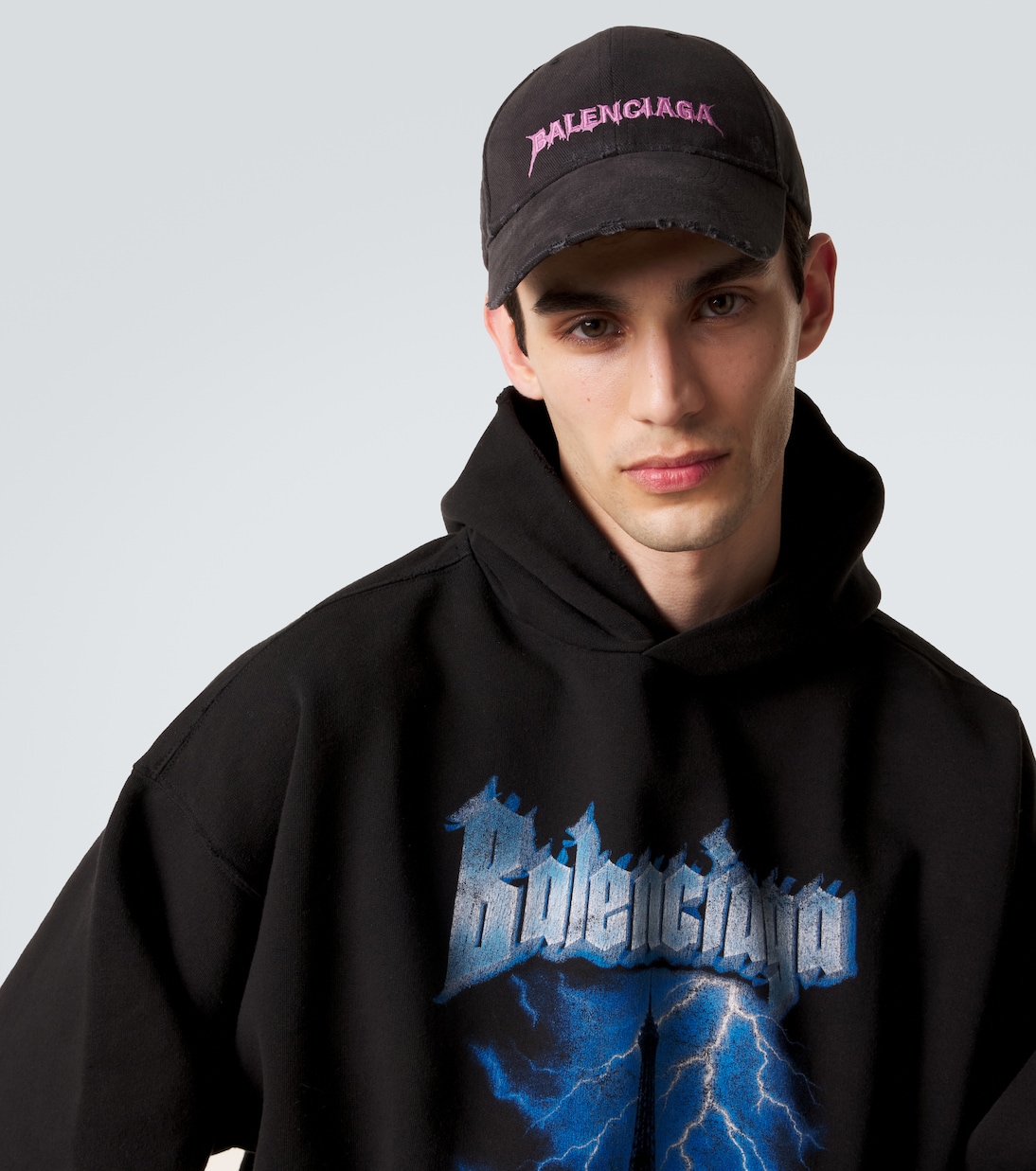 Cappello da baseball in cotone distressed con logo | Balenciaga