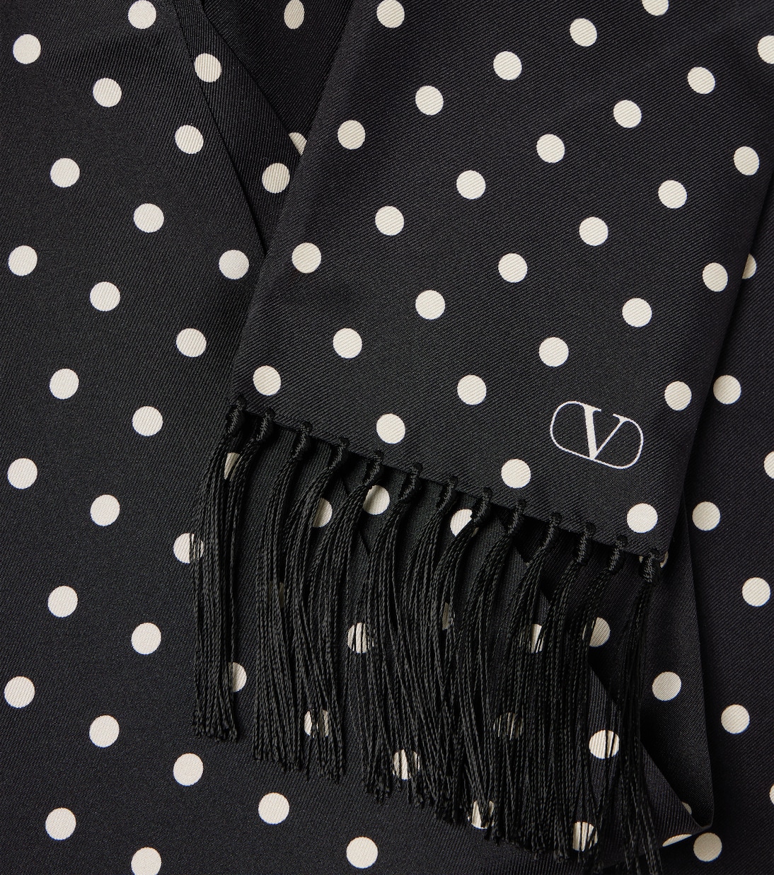 Fringed polka-dot silk scarf | Valentino