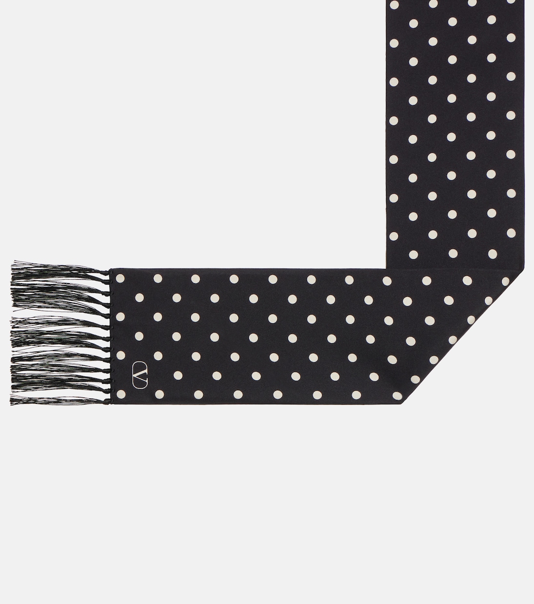 Fringed polka-dot silk scarf | Valentino