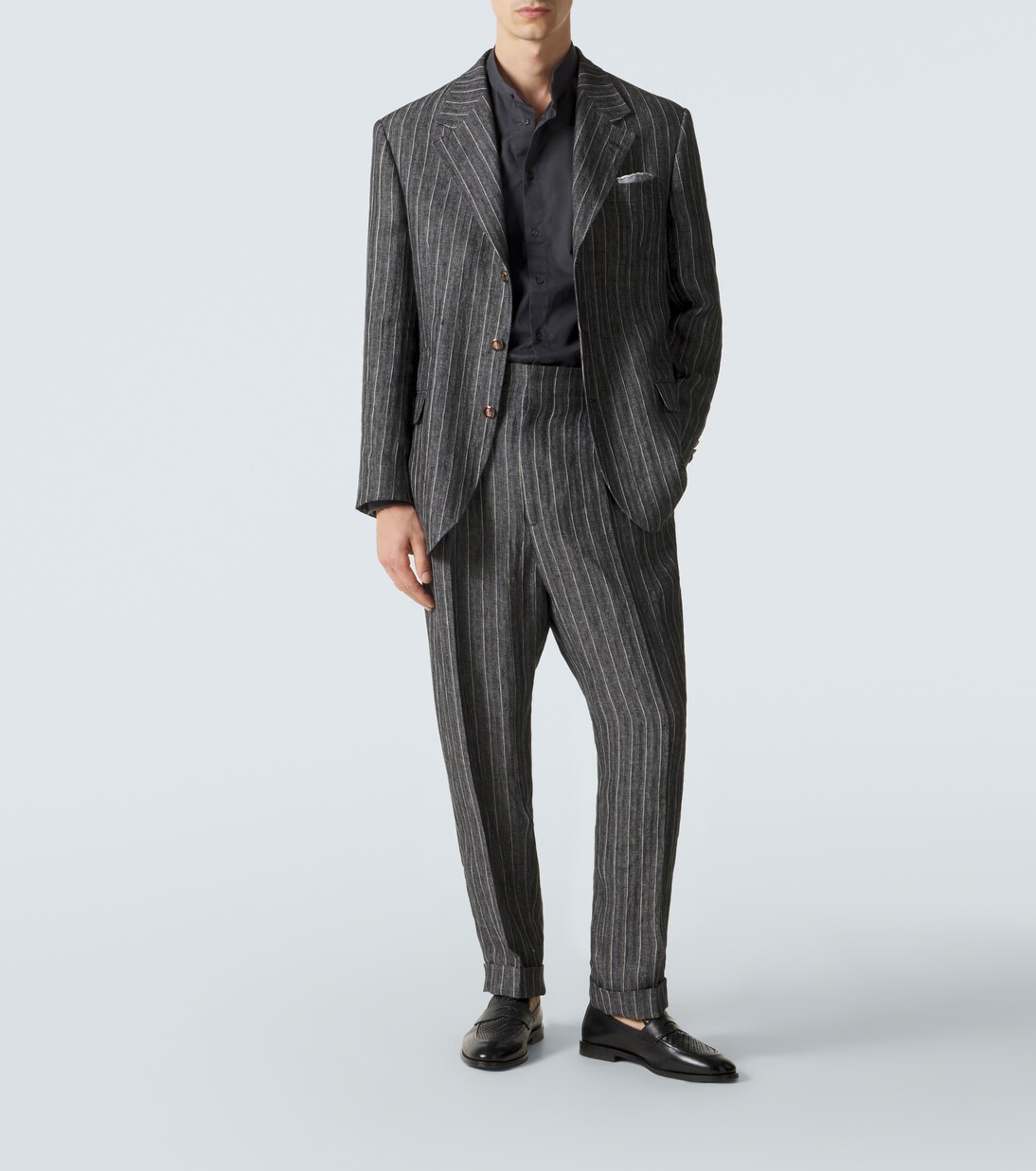 细条纹亚麻西装套装 | Brunello Cucinelli