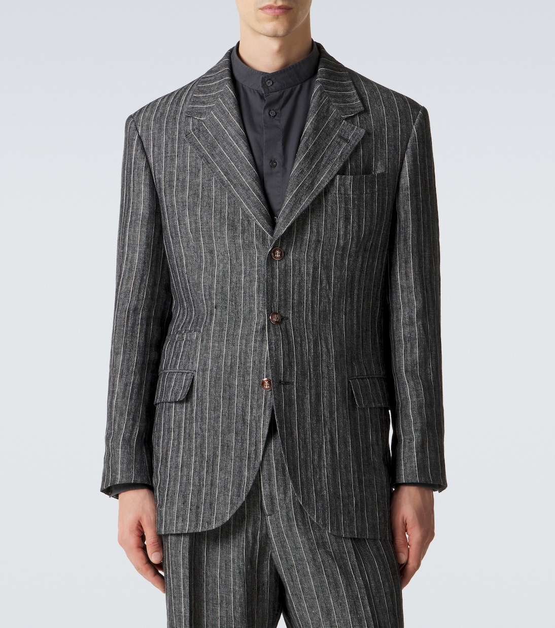 细条纹亚麻西装套装 | Brunello Cucinelli