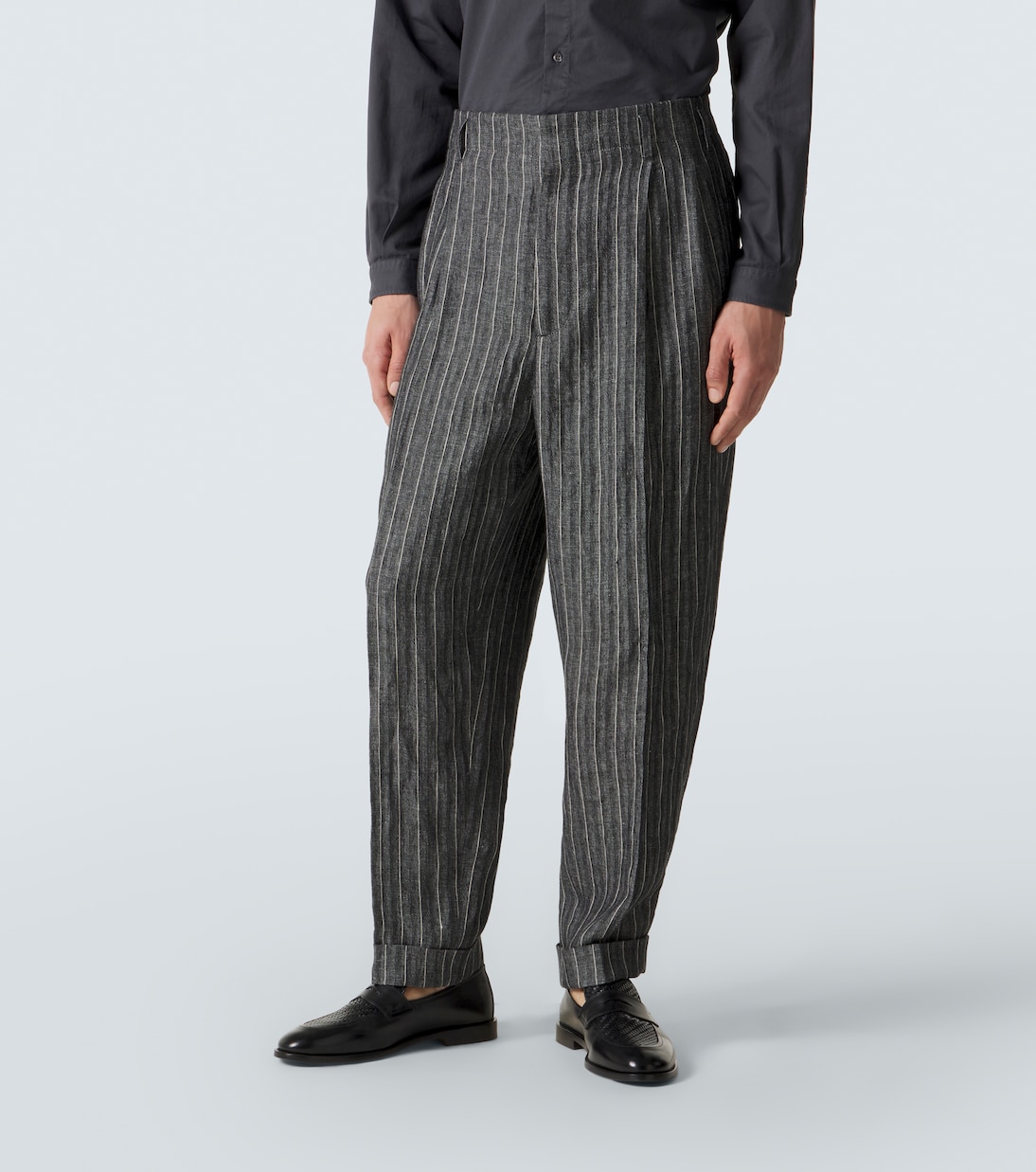 细条纹亚麻西装套装 | Brunello Cucinelli