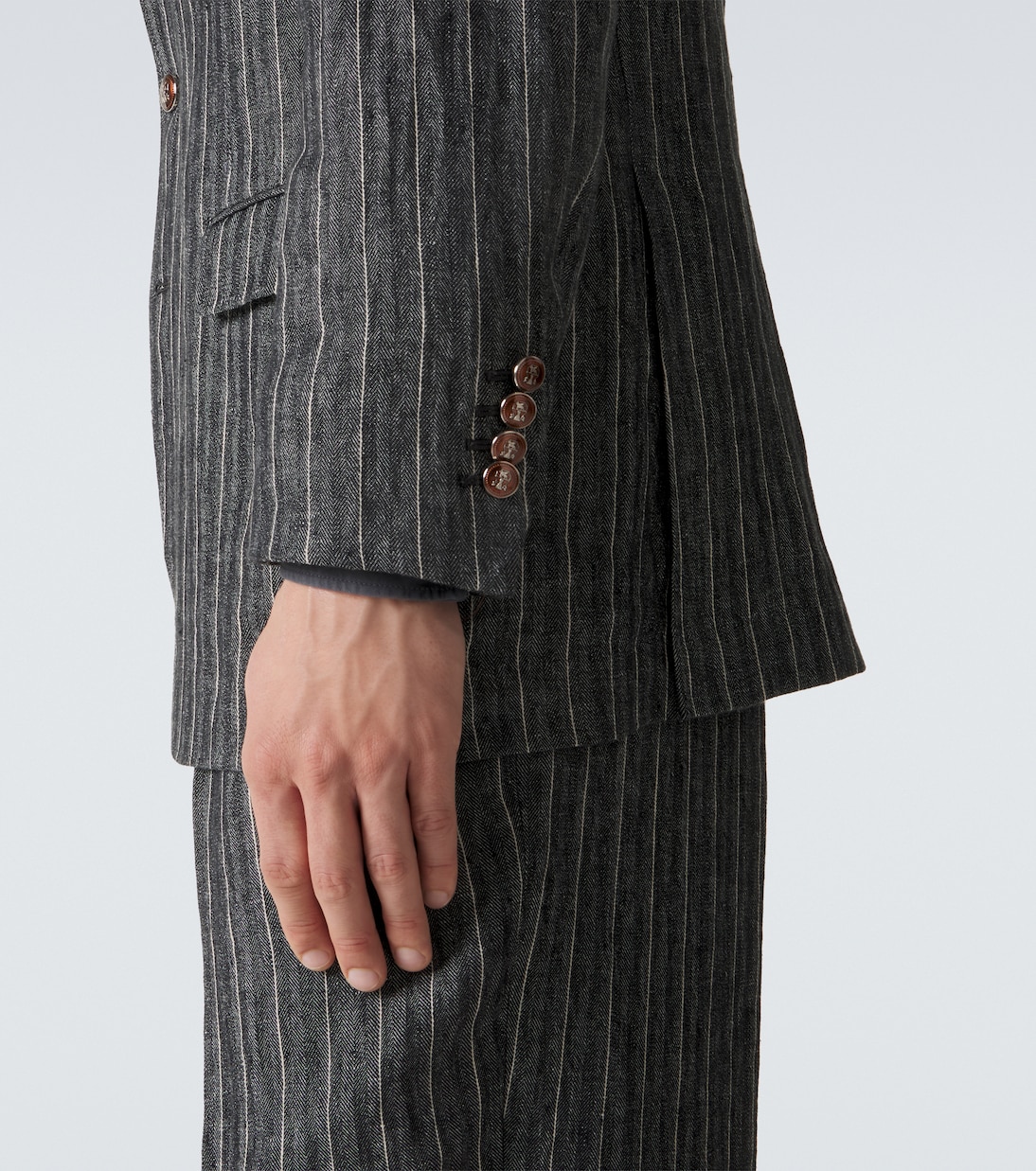 细条纹亚麻西装套装 | Brunello Cucinelli