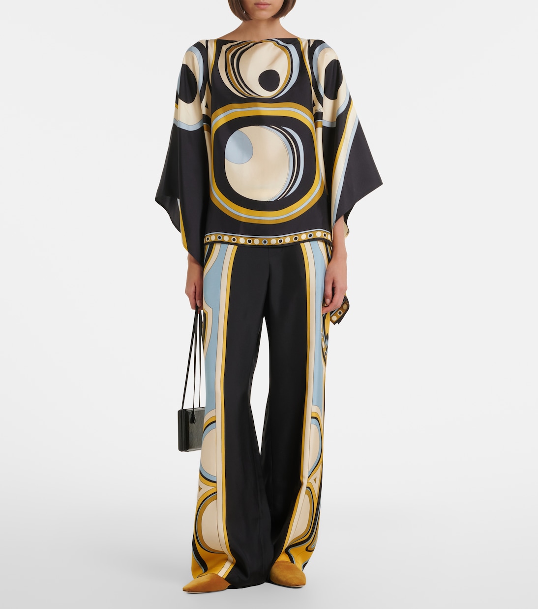 Club printed silk twill wide-leg pants | La DoubleJ
