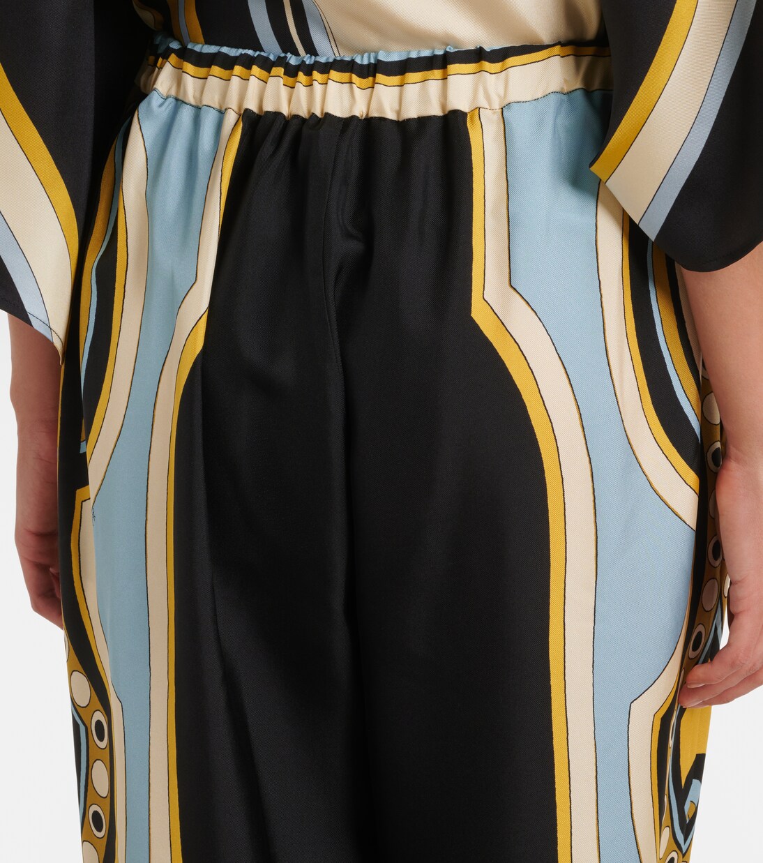Club printed silk twill wide-leg pants | La DoubleJ