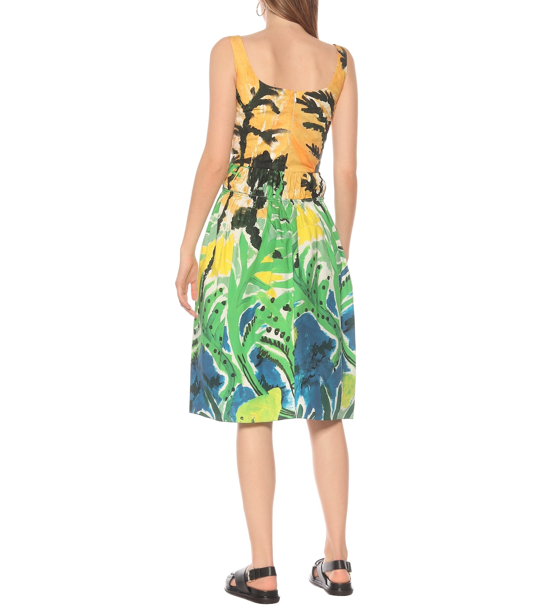 Robe midi imprimée en coton | Marni