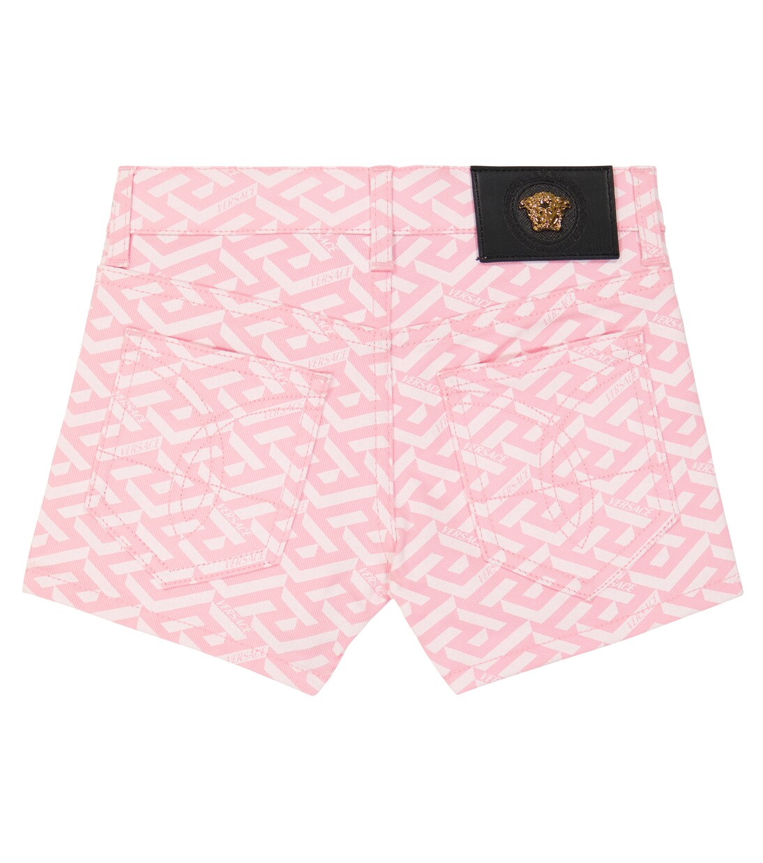 La Greca print cotton denim shorts | Versace Kids