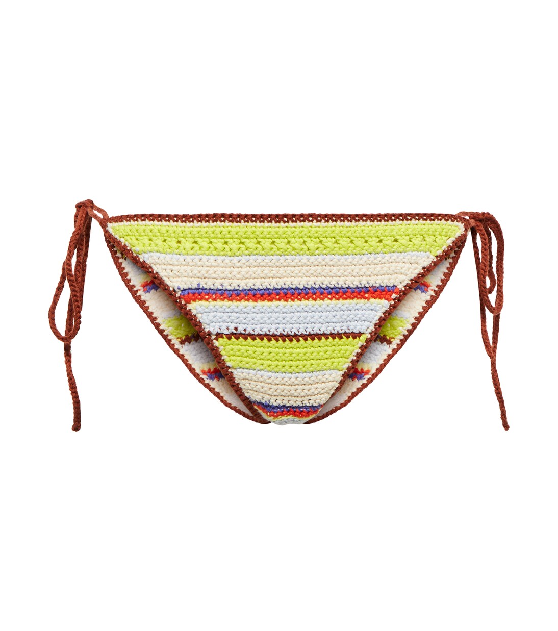 Culotte de bikini rayée en crochet de coton | Ganni