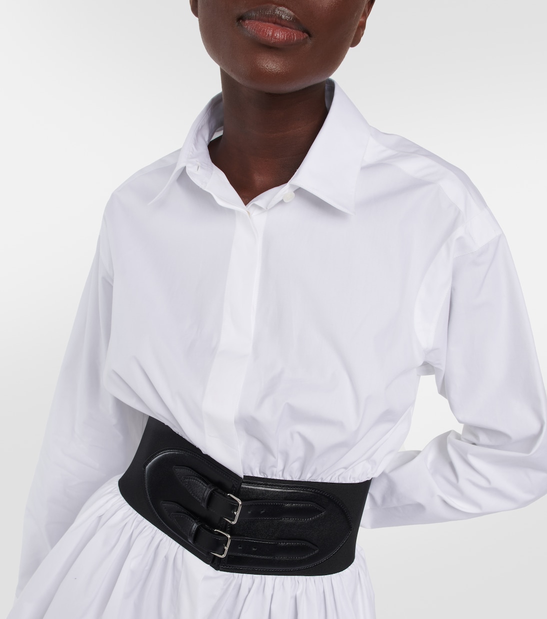 Hemd aus Baumwollpopeline mit Leder | Alaïa