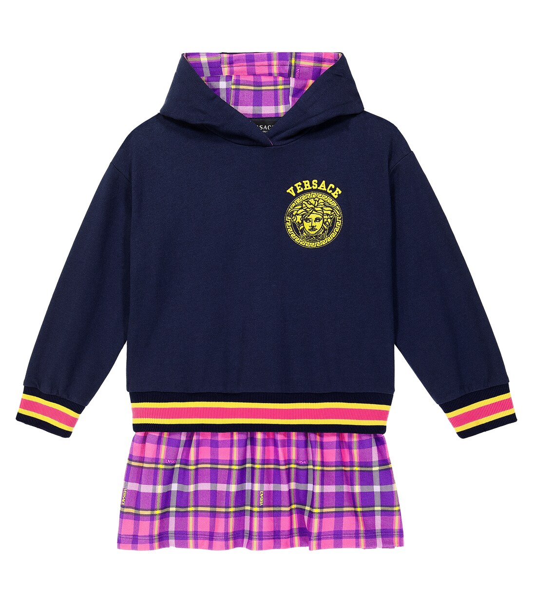 Printed cotton jersey hoodie dress | Versace Kids